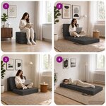 vidaXL Canapé-lit pliable 90 x 63 x 45 cm Gris foncé
