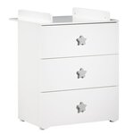 Commode à langer 3 tiroirs - Boutons étoile gris