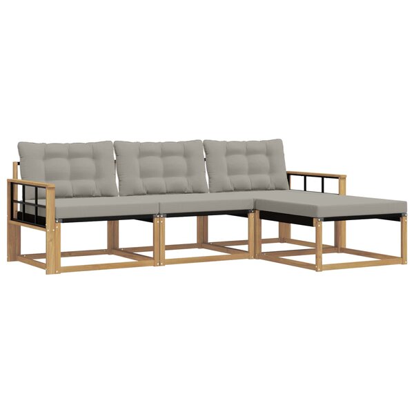 vidaXL Ensemble de canapés d'extérieur 4 pc Blanc et gris clair