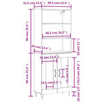 vidaXL Buffet haut Gris béton 69 5x34x180 cm Bois d'ingénierie