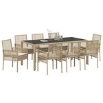 vidaXL Ensemble de salle à manger pour jardin 9 Pièces Beige Rattan PE