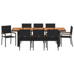 vidaXL Ensemble de salle à manger de jardin de 9 pièces en poly rotin noir