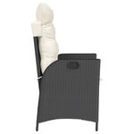 vidaXL Chaise inclinable de jardin avec coussins noir résine tressée