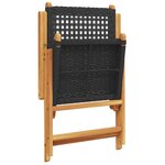 vidaXL Ensemble à manger de jardin 7 Pièces noir rotin et bois massif