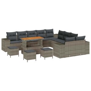 vidaXL Ensemble de canapé de jardin 14 Pièces Gris 110 x 55 x 71 cm