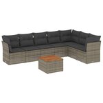 vidaXL Salon de jardin 8 Pièces avec coussins gris résine tressée