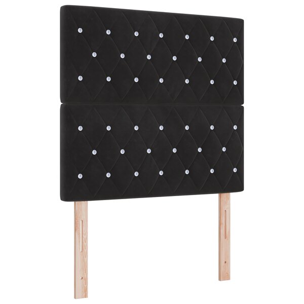 Tête de lit vidaXL avec boutons en cristal  capitonnée  noire  90 cm  velours