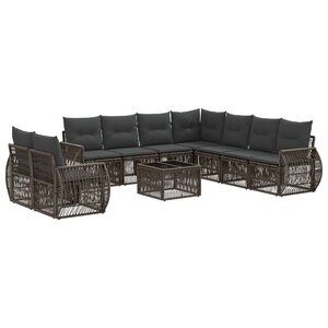 vidaXL Ensemble de canapé de jardin 10 Pièces Gris et Gris foncé