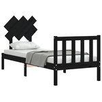 vidaXL Cadre de lit avec tête de lit noir petit simple bois massif
