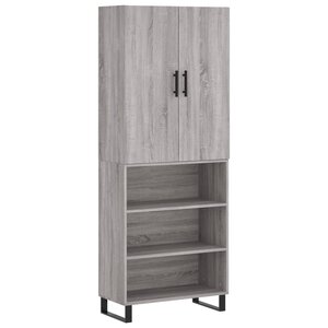 vidaXL Buffet haut Sonoma gris 69 5x34x180 cm Bois d'ingénierie