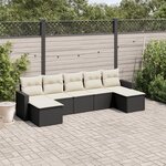 vidaXL Salon de jardin 7 Pièces avec coussins noir résine tressée