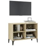 vidaXL Meuble TV avec pieds en métal Chêne sonoma 69 5x30x50 cm