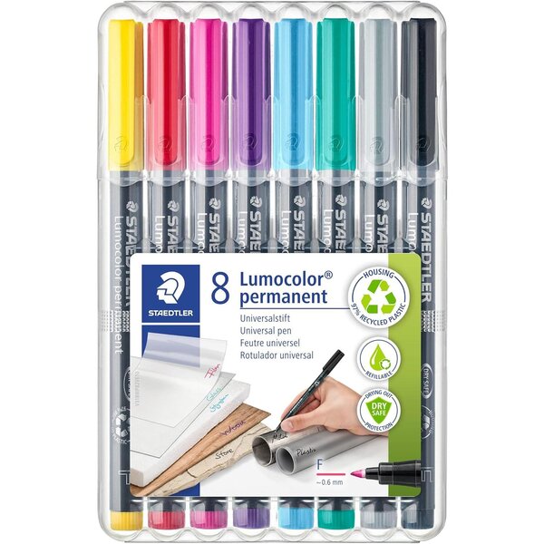Marqueur permanent 318F Lumocolor  étui de 8 STAEDTLER