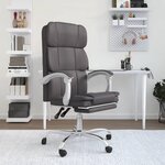 vidaXL Fauteuil inclinable de bureau Gris Similicuir