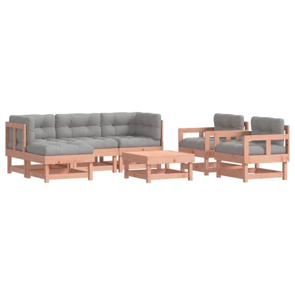vidaXL Salon de jardin 7 Pièces avec coussins bois massif douglas