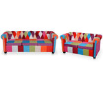 vidaXL Ensemble de canapés Chesterfield 2 Pièces tissu
