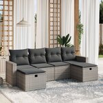 vidaXL Salon de jardin 6 Pièces avec coussins gris résine tressée