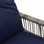 vidaXL Banc extérieur avec coussin 4 Pièces Gris et bleu marine polyrotin