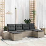 vidaXL Ensemble de canapé de jardin 6 Pièces Gris clair Poly rotin