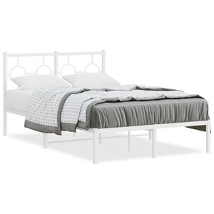 vidaXL Cadre de lit métal sans matelas et tête de lit blanc 120x200 cm