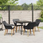 vidaXL Ensemble de salle à manger de jardin 5 pièces en poly rattan noir