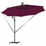 vidaXL Parasol banane à mât déporté Rouge bordeaux 294 x 294 x 248 cm