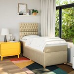 vidaXL Sommier à lattes de lit avec matelas Crème 90x200 cm Tissu