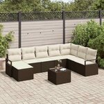 vidaXL Ensemble de canapé de jardin avec coussin 9 Pièces Marron et Crème