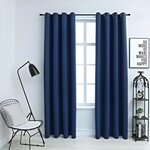 vidaXL Rideaux occultants avec anneaux en métal 2 Pièces Bleu 140x245 cm