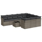 vidaXL Salon de jardin 11 Pièces avec coussins gris résine tressée
