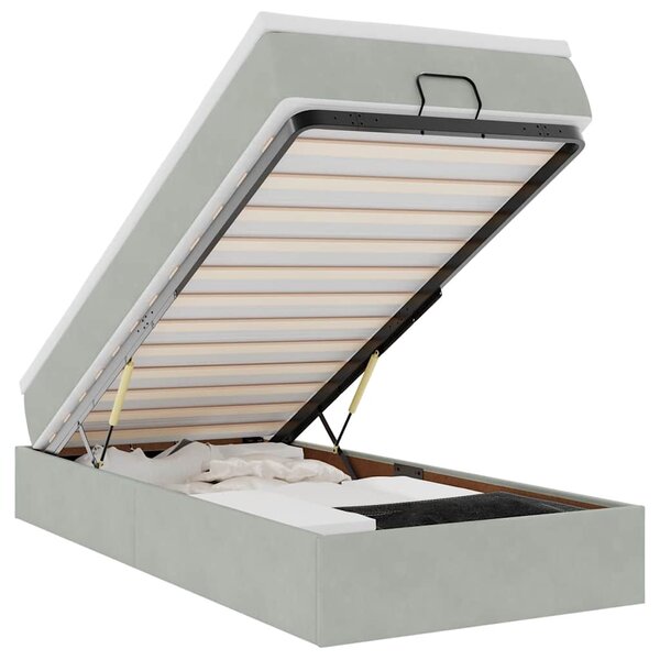 vidaXL Cadre de lit ottoman et matelas gris clair 100x200 cm velours