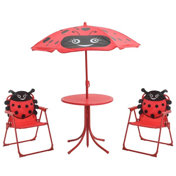 vidaXL Jeu de bistro avec parasol pour enfants 3 Pièces Rouge