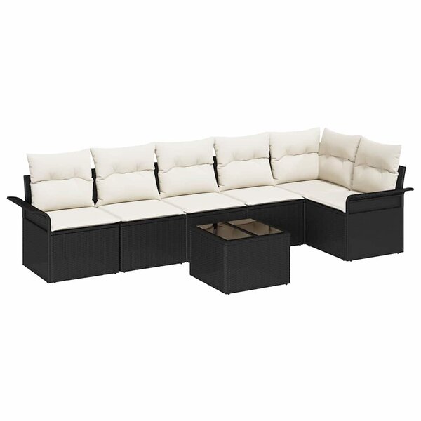 vidaXL Set de canapé de jardin 6 pièces avec coussins en poly rotin brun.