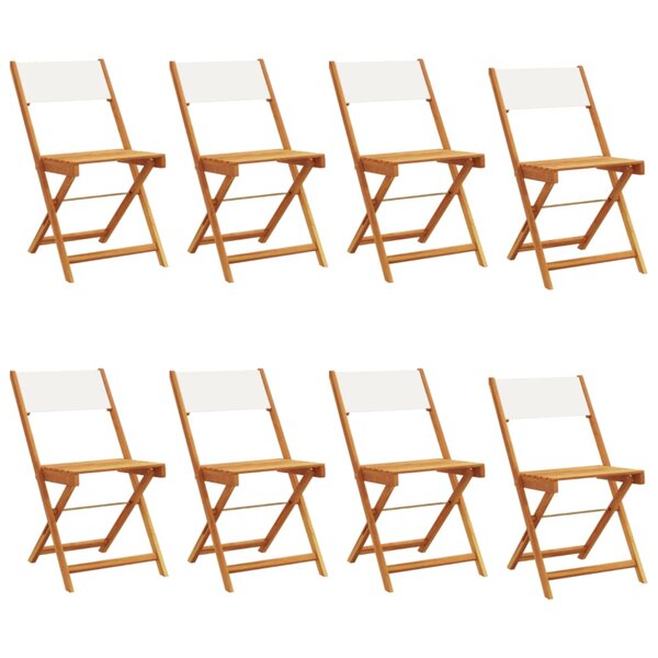 vidaXL Chaises de jardin pliantes lot de 8 tissu et bois massif