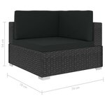 vidaXL Chaises d'angles lot de 2 avec coussins Résine tressée Noir