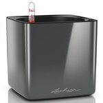 Lechuza jardinière de table cube glossy 16 all-in-one charbon brillant