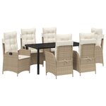 vidaXL Ensemble de jardin 7 pièces avec coussins Beige Poly Rattan
