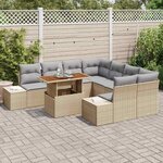 vidaXL Ensemble de canapé de jardin 9 Pièces Beige Poly rotin