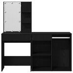 vidaXL Table de maquillage avec LED et cabinet chêne noir bois d'ingénierie