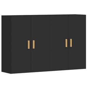 vidaXL Armoires murales 2 Pièces noir bois d'ingénierie