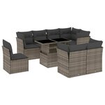 vidaXL Salon de jardin 9 Pièces avec coussins gris résine tressée