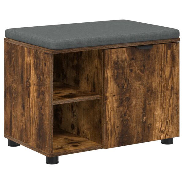 vidaXL Banc d'entrée avec coussin Uni Chêne fumé 60 x 38 x 46 cm