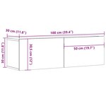 vidaXL Armoire murale TV Chêne fumé 100x30x30 cm Bois d'ingénierie