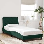 vidaXL Cadre de lit avec LED sans matelas vert foncé 90x190 cm velours
