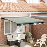 vidaXL Auvent Rétractable Vert et blanc 350 x 250 cm Tissu et Métal