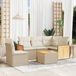 vidaXL Salon de jardin avec coussins 6 Pièces beige résine tressée