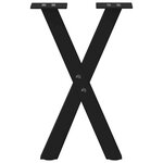 vidaXL Pieds de table basse en forme de X  2 pièces  noir  38 x (42-43) cm  acier