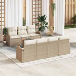 vidaXL Ensemble de canapé de jardin 8 Pièces Beige et blanc