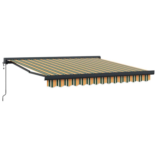 vidaXL Auvent Rétractable Vert et jaune 350 x 250 cm Tissu Métal