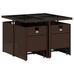 vidaXL Ensemble à manger de jardin et coussins 9 Pièces marron poly rotin